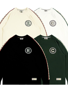 GRAF原创品牌知识产权的鲜花/Copyrights织带刺绣植物花纹长袖T恤