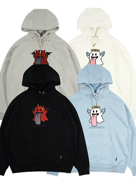 GRAF原创品牌BooGhost【天使恶魔】可爱鬼宽松加绒美式卫衣帽衫