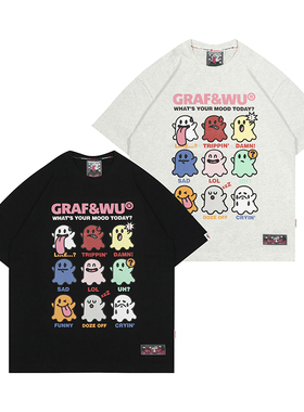 GRAF原创品牌【24Vol.1】今天什么心情可爱鬼mood美式重磅棉短袖