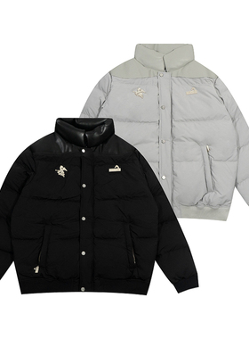 GRAF原创品牌【真羽绒】五金AK47天使鹿标流线型PU皮面包蓬羽绒服