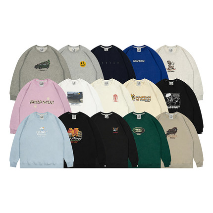 GRAF原创品牌【24Vol.3】复古新版型Cleanfit街头美式秋圆领卫衣