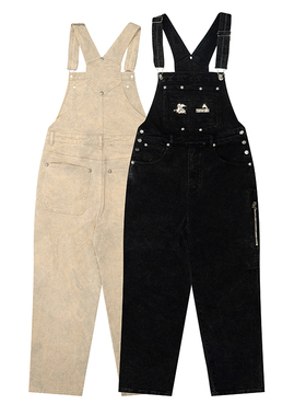 GRAF原创品牌【洗水做旧】金属AK47天使长颈鹿军工兵cargo背带裤