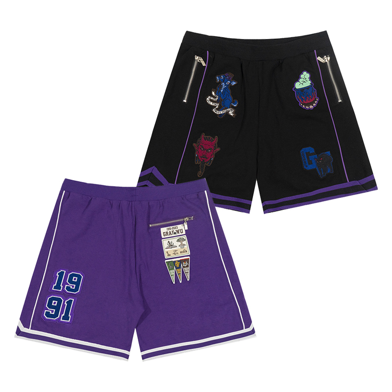 GRAF原创品牌【魔法小屋】女巫魔鬼黑猫双头羊重磅绣章篮球短裤