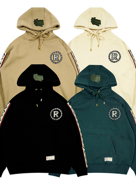 GRAF原创品牌知识产权的鲜花Registered织带刺绣植物加绒帽衫卫衣