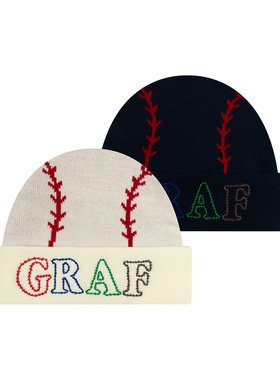 GRAF原创品牌运动棒球风红色缝线美式舒适百搭街头毛线针织帽子