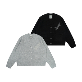 GRAF原创品牌【春季针织】街头美式GW刺绣加厚马海毛开衫拉链毛衣