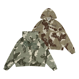 GRAF原创品牌AK47天使沙漠迷彩华夫格纹路美式直拉街头短款帽衫