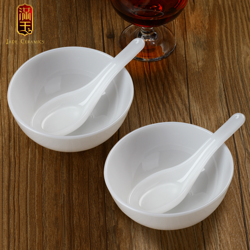 陶瓷纯白中式风防烫汤匙饭碗