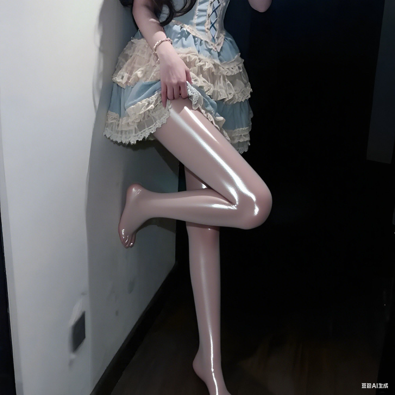 极光马油袜开档黑丝情趣油光丝袜女诱惑免穿脱薄款防勾丝夜店