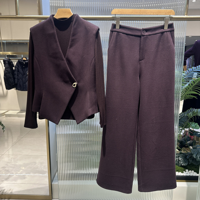 春季新款女立领显瘦马甲三件套