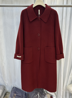 2025冬季新款时尚气质翻领中长款双面羊毛大衣气质减龄外套98819
