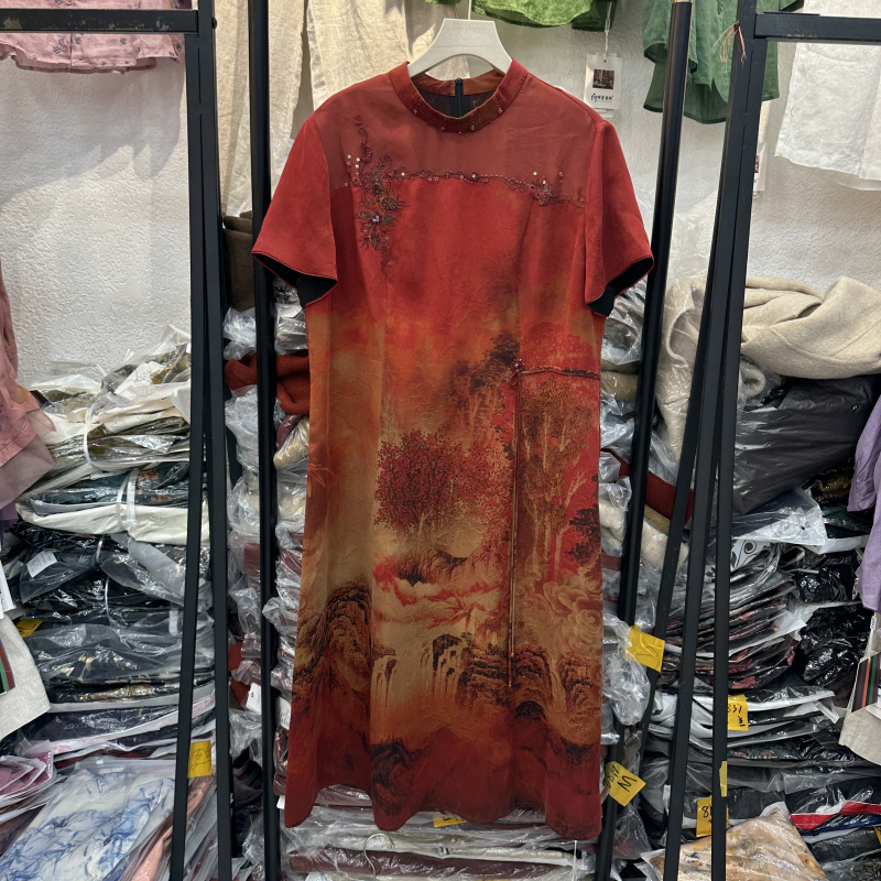 正品2025夏季新款香云纱连衣裙女宽松显瘦中长款桑蚕丝裙子A1537