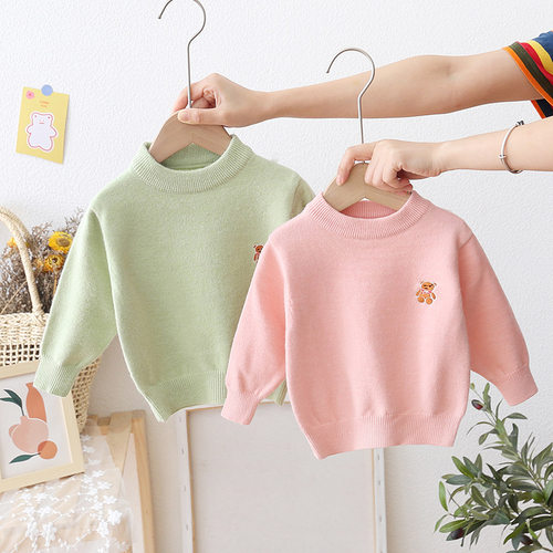 男童女童纯色婴儿小童内搭毛衣