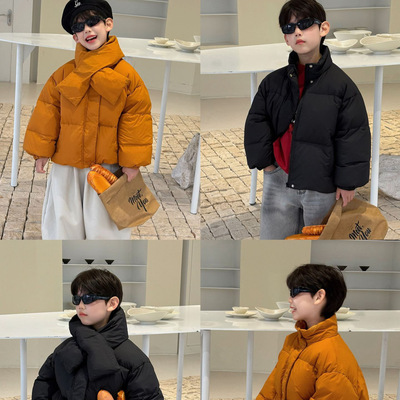番薯弟弟 2025冬季儿童韩版90白鸭绒外套男童洋气保暖羽绒服外套
