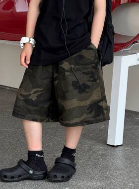 番薯弟弟2026夏季新儿童韩版透气美式街头感迷彩裤男童百搭短裤潮