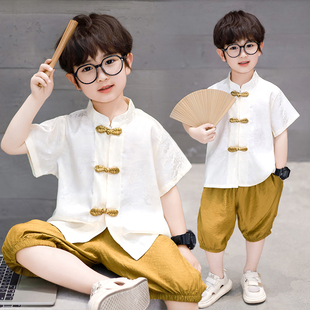 男童汉服夏季套装2025新款儿童唐装新中式短袖国风薄款夏装两件套