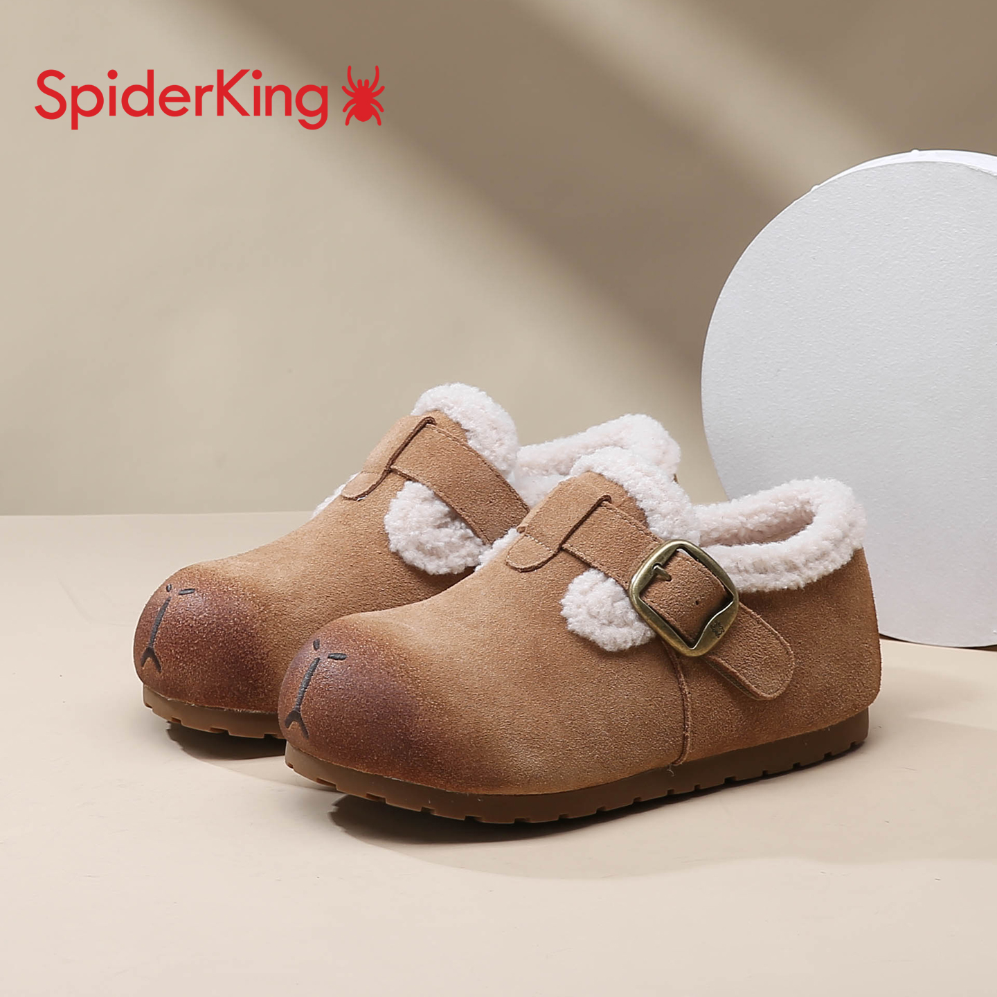 蜘蛛王加绒勃肯鞋2025冬季女鞋新款保暖加绒棉鞋软底毛毛鞋雪地靴