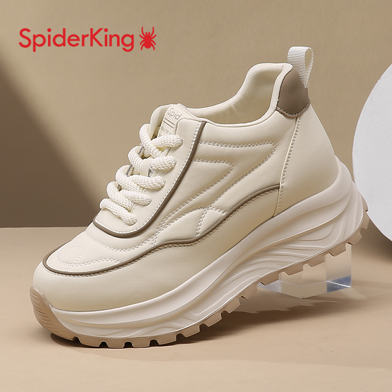 蜘蛛王女鞋厚底2025秋季新款休闲鞋增高5公分鞋子女款百搭显脚小