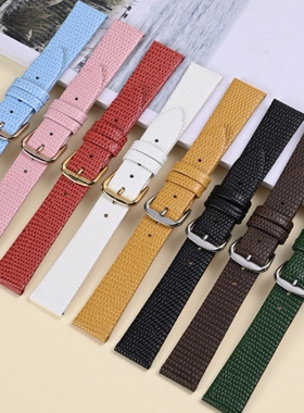 高级感超薄真皮表带牛皮女款蜥蜴纹配DW皮表带Mk手表带guess配件