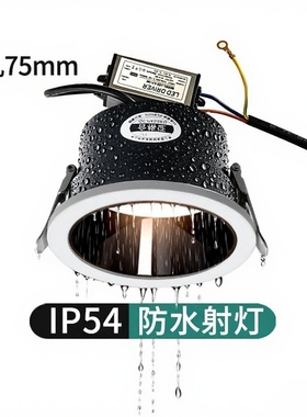 防水射灯浴室卫生间嵌入式防雾孔灯led室外阳台防雨cob天花灯ip54