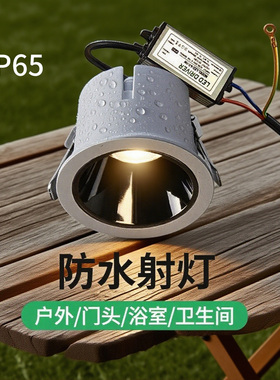 防水射灯浴室卫生间防雾孔灯室外户外门头嵌入式聚光灯ip54天花灯
