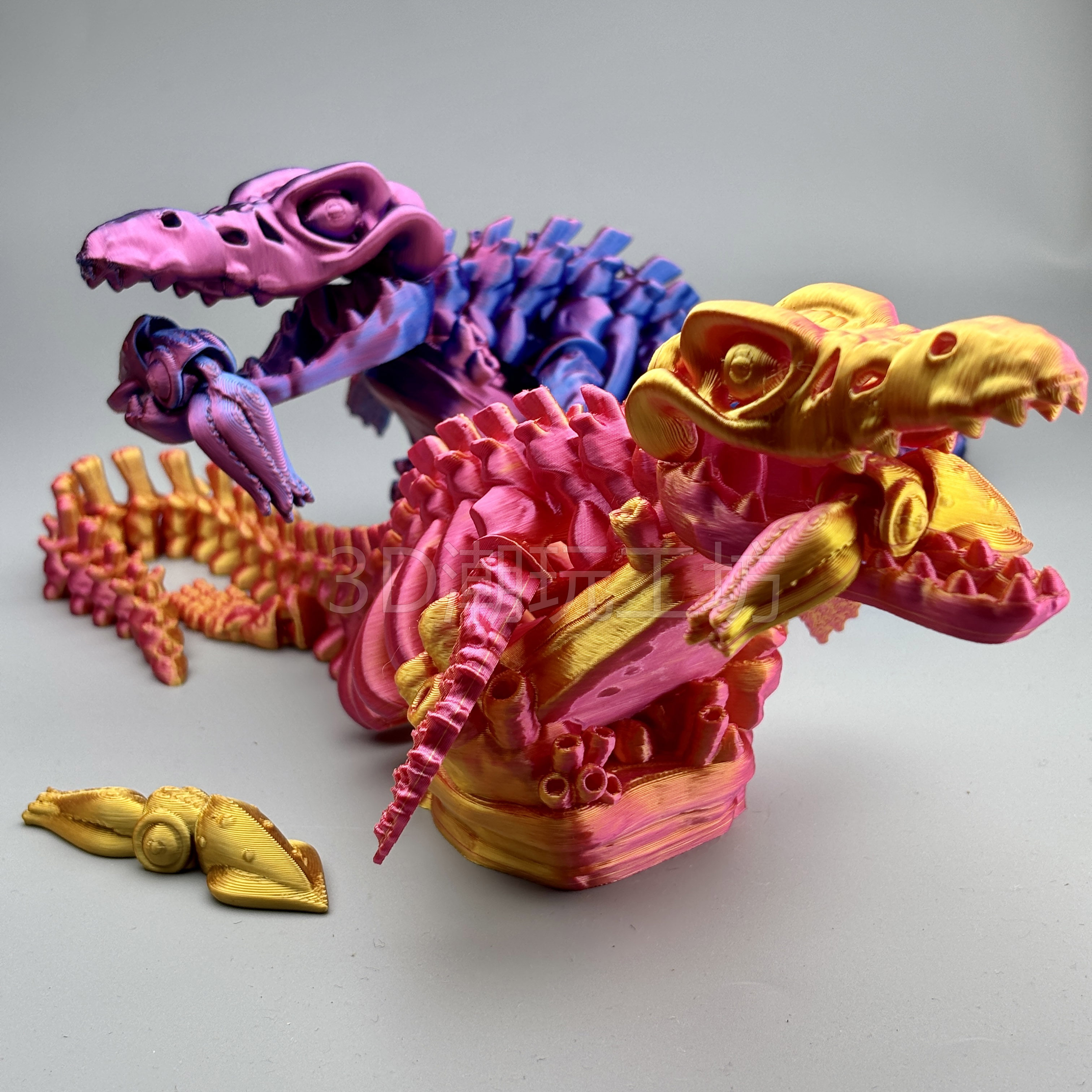 3D打印苍龙骨架模型可动关节仿真恐龙化石摆件收藏礼物创意装饰,玩具/童车/益智/积木/模型,创意/整蛊玩具,淘宝优惠券,粉丝福利购,淘宝优惠卷