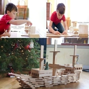 sáng tạo bằng gỗ khối xây dựng đồ chơi câu đố cho trẻ em 3-6 tuổi khu vực vườn ươm khối tháp khu vực góc sống chồng 300