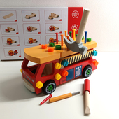 儿童消防车螺母拆装 组合木制工具套装 动手能力培养幼儿园益智玩具