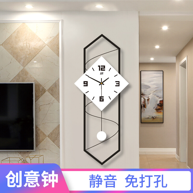 时尚现代简约客厅k钟表 北欧背景墙装饰挂钟 创意电视墙静音时表