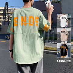 Hong Kong Style Short Sleeve T-Shirt ice men's loose and versatile casual clothes