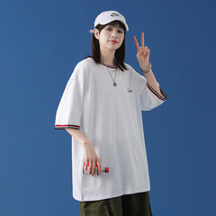 New T-shirt neutral style cotton imitation short sleeve summer casual loose round neck multi color base shirt