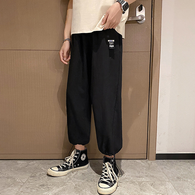 爆！！夏季新款港风宽松休闲大码冰丝裤休闲九分裤DK7307-P45,男装休闲裤,星座717