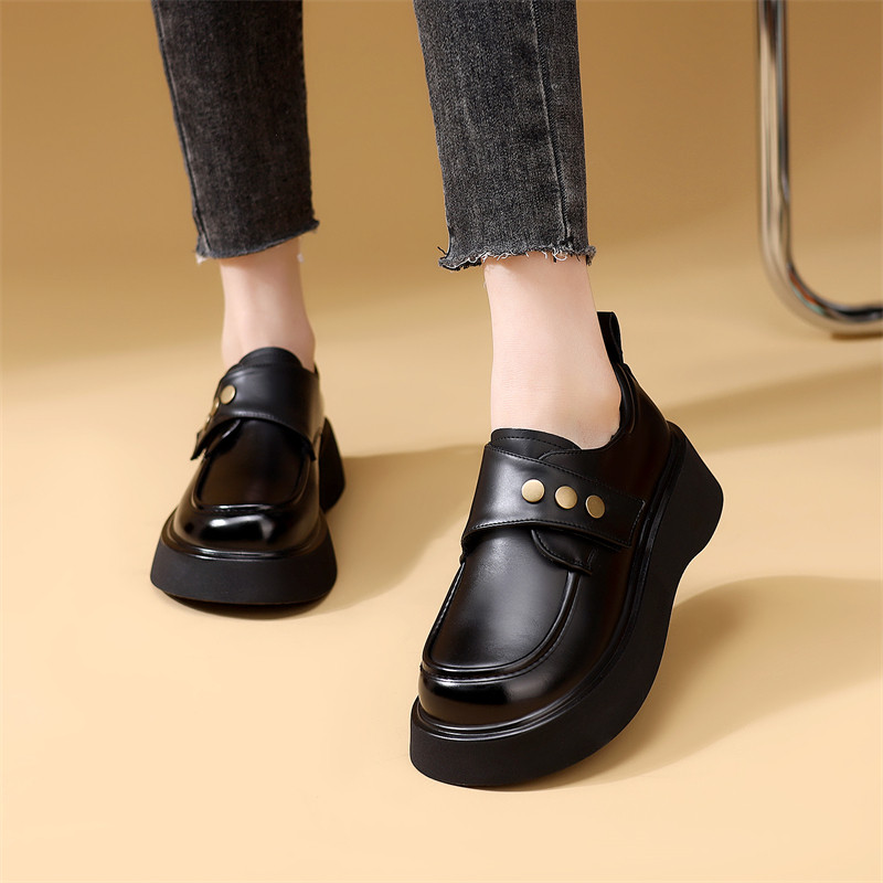 韩版厚底乐福鞋女2026春季深棕色圆头金属扣软底学院风单鞋小皮鞋,女鞋,乐福鞋（豆豆鞋）,淘宝优惠券,粉丝福利购,淘宝优惠卷