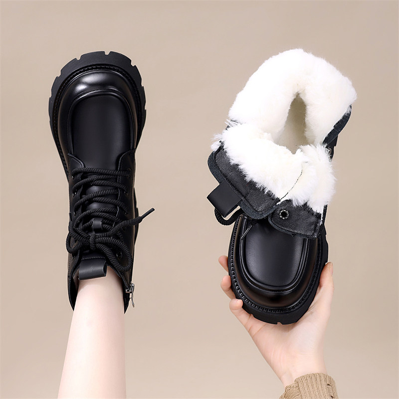 英伦风加绒雪地靴女冬季厚底皮毛一体保暖系带时尚百搭增高马丁靴,女鞋,时尚雪地靴,淘宝优惠券,粉丝福利购,淘宝优惠卷