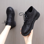 显脚小马丁靴女2025新款 短靴女春秋单靴大码 秀气时尚 防滑小皮鞋