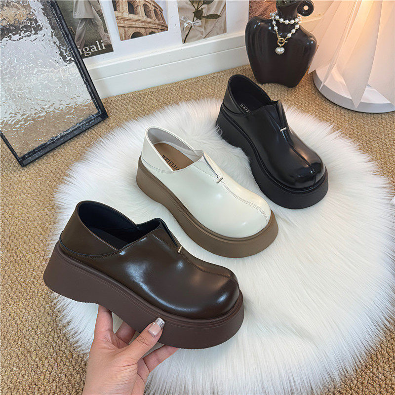 厚底增高乐福鞋女2026春季新款时尚复古增高小皮鞋一脚蹬两穿单鞋,女鞋,乐福鞋（豆豆鞋）,淘宝优惠券,粉丝福利购,淘宝优惠卷