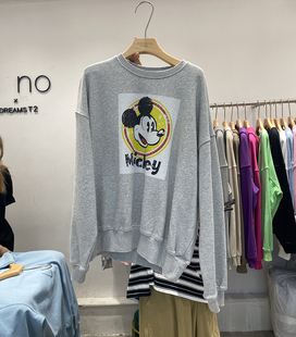 2025韩国东大门 新款NONO卫衣灰色纯棉卡通秋冬宽松韩版卫衣女潮