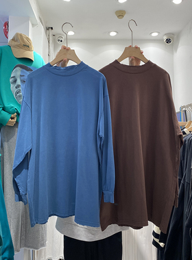 磨毛加厚秋款新品长袖T恤女中长款大码宽松显瘦纯色百搭打底衫