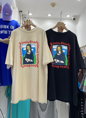 韩版2025夏新款小众设计恶搞动漫画人像短袖T恤女中长款宽松显瘦