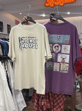 韩国东大门KAKAMEE薄卡通印花mic短袖女中长款宽松夏宽松显瘦学生