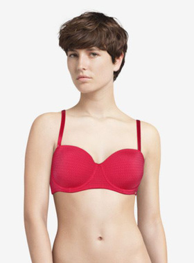 欧美半杯可拆肩带内衣红色大码文胸有钢圈多种穿法（70-90BCDE）