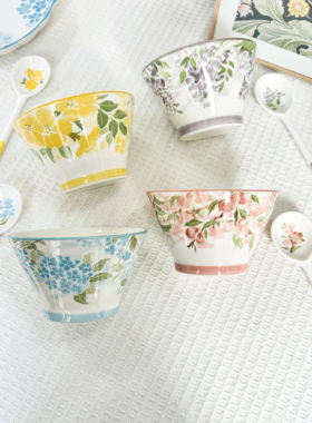 陶瓷花卉图案​釉下彩斗笠碗餐具