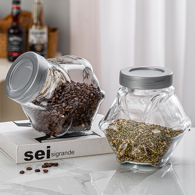 玻璃密封罐彩色透明蜂蜜柠檬瓶糖果罐大号星星形盖食品茶叶储物罐