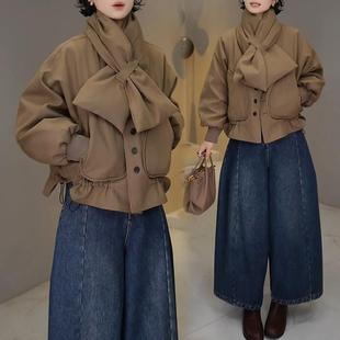 围巾羽绒棉服外套高腰阔腿裤 2025新款 两件套 两件套冬装 巨好看