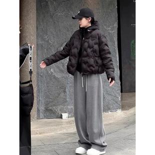 设计感加厚保暖外套女 时尚 轻薄压纹黑色轻薄羽绒服女2024冬季 新款
