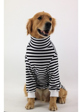 HippyPuppy大狗纯棉条纹长袖高领打底衫大型犬服装