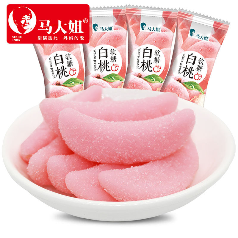 马大姐白桃软糖500gQQ果汁糖果办公休闲零食喜糖植物凝胶网红新品