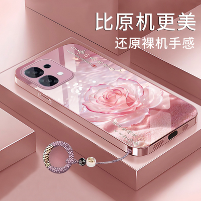 适用oppoA6手机壳oppoA6pro好运莲花oppoA6GT金属漆玻璃新款国潮高级全包防摔女款