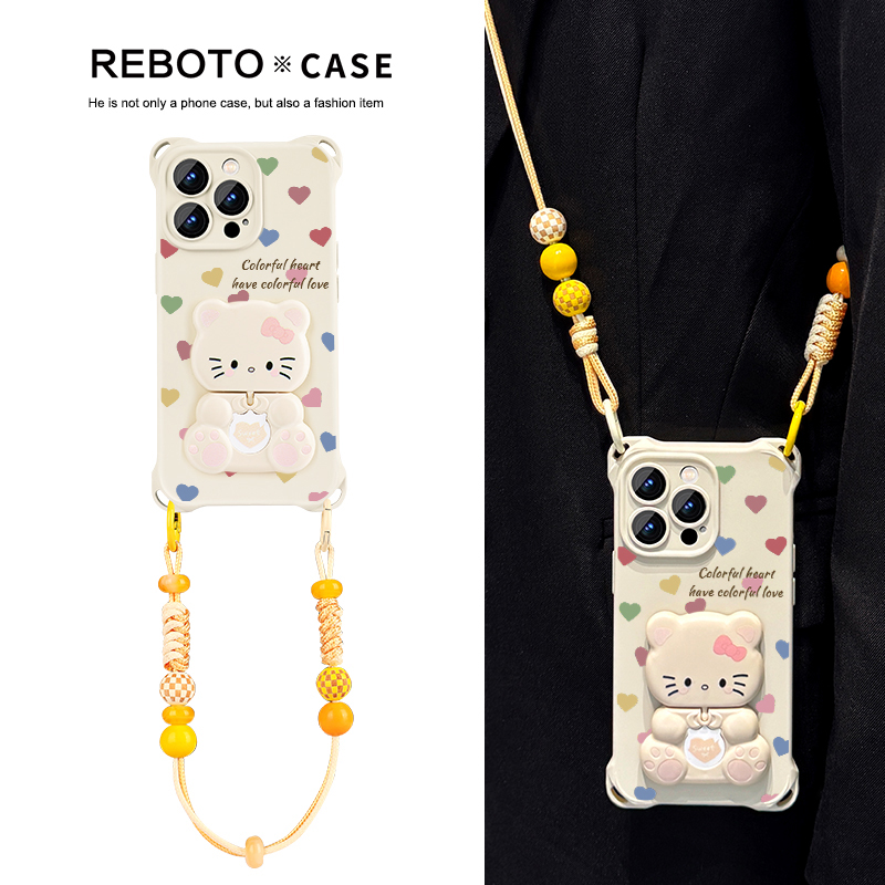 明星同款斜挎补妆镜苹果手机壳