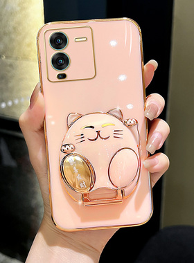 适用vivos15手机壳s15pro新款可爱猫咪支架保护套vivis15e全包硅胶防摔软壳新年本命年vovos15po网红女款外壳
